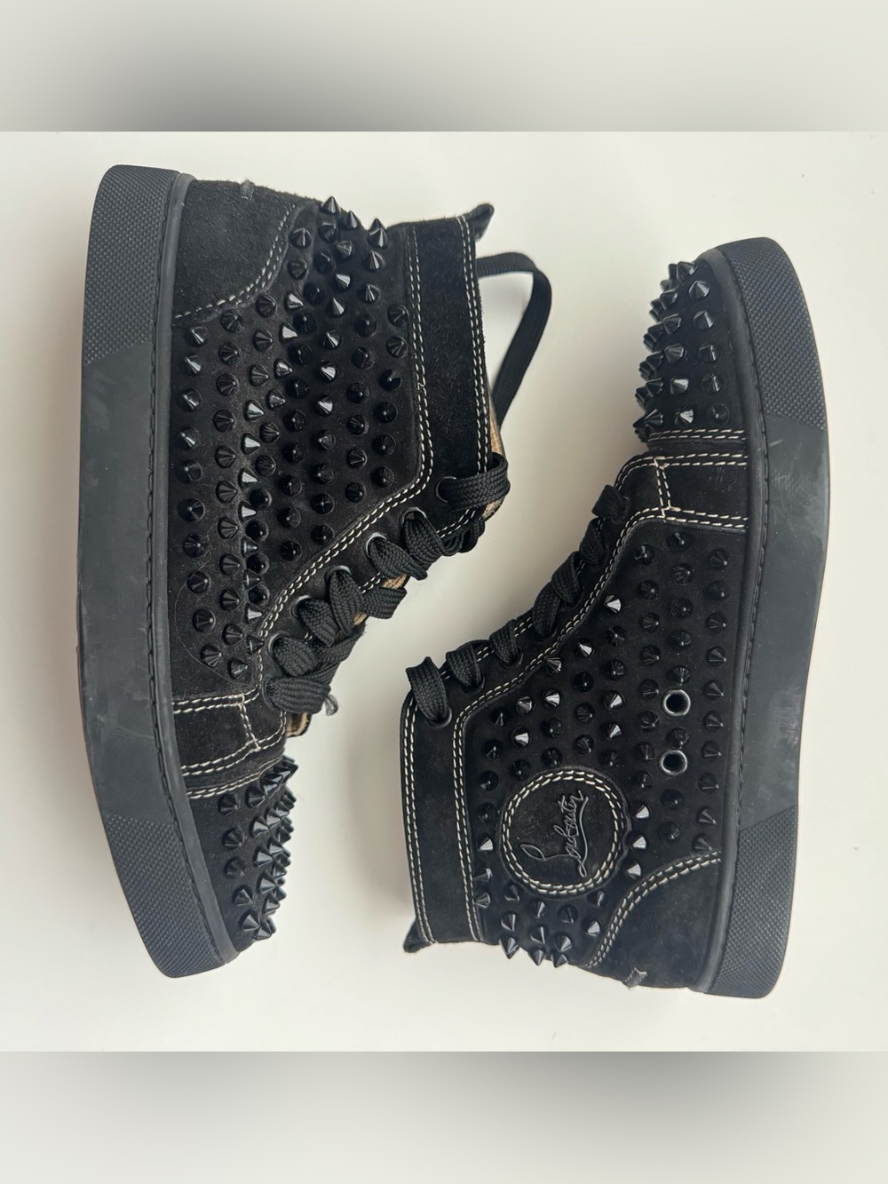 Christian Louboutin Black Studded Women's High-Top Sneakers